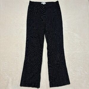 Sundance Womens Sierra Straight Leg Linen‎ Pants Size 6 Black White Pinstripe